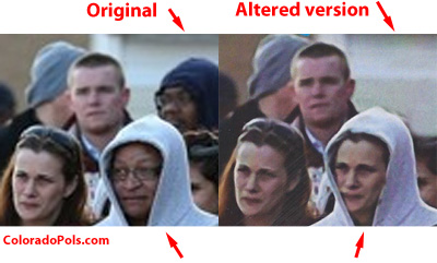 Close-up showing second African-American face removed from original photo.