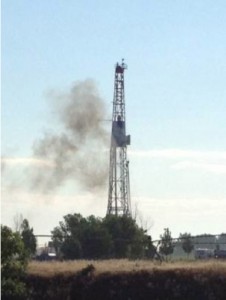 Smoke from Sundance Energy's drilling operations. Photo courtesy Rep. Jared Polis.