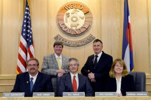 Weld County commissioners. Note Colorado flag to right.