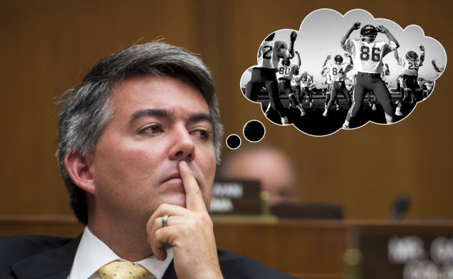 Cory Gardner is even lying about playing high school football (image via Deadspin).
