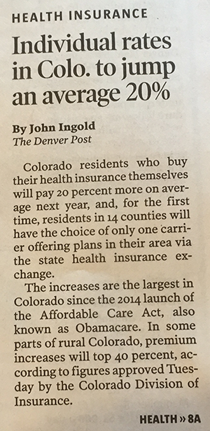 Nothing but Obamascare on the Denver Post's front page today.