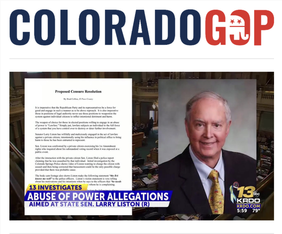 Colorado Republican Party Censures GOP State Senator, Calls for His Resignation