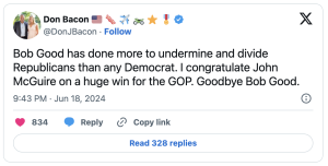 Nebraska Republican Rep. Don Bacon does some early grave-dancing